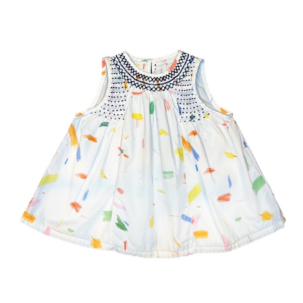 * EUC* Oso & Me Smocked Summer Dress Doodles, Size 12 Months (NO BLOOMERS)